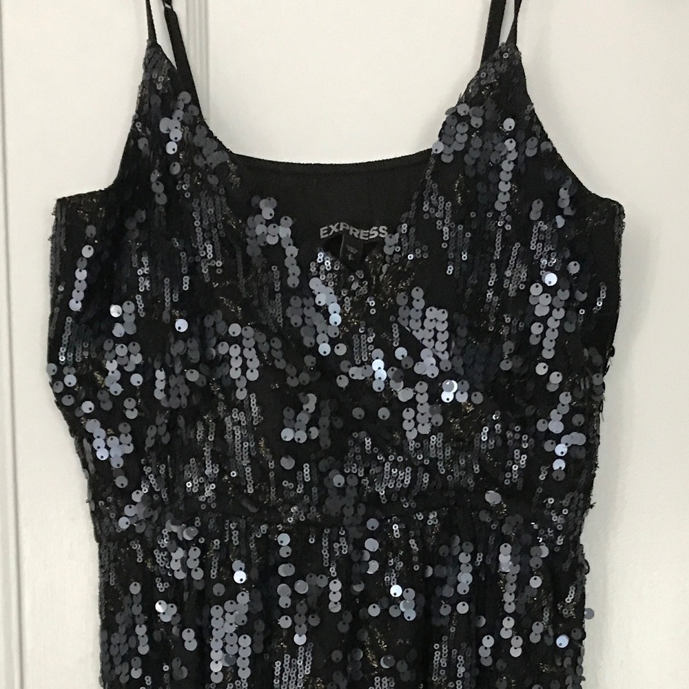 Express Dark Grey Sequin Dress